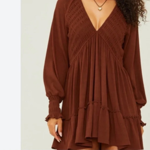 Altar'd State Dresses & Skirts - Altar’d State Dana Smocked Long Sleeve Mini Dress